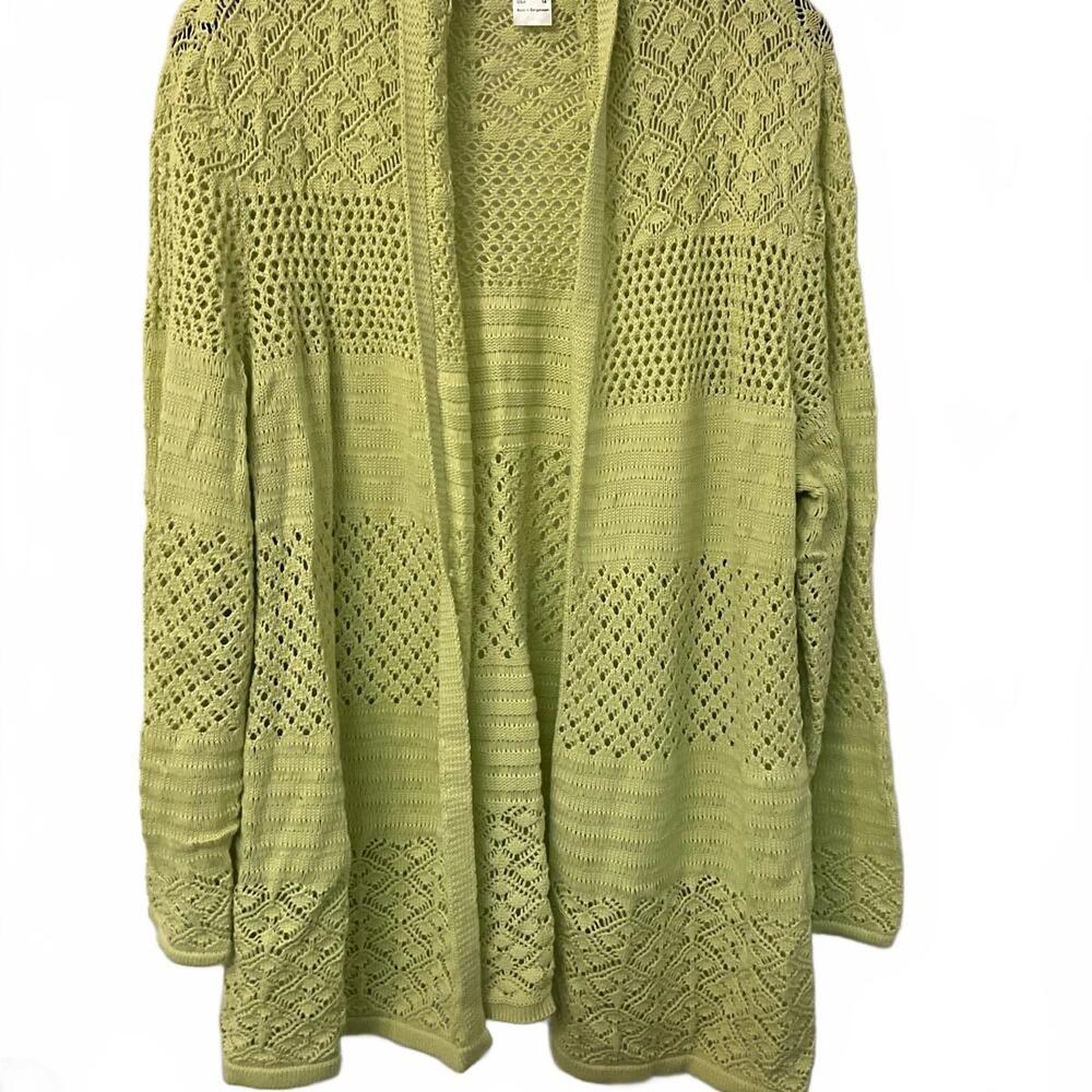 Lime Green Open Weave Cardigan Sweater